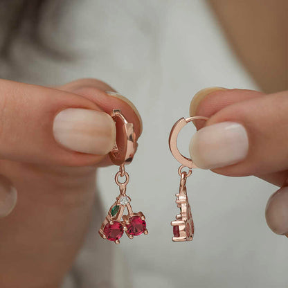 Silver Swinging Cherry Earrings