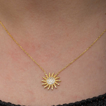 Silver Gold Sun Necklace