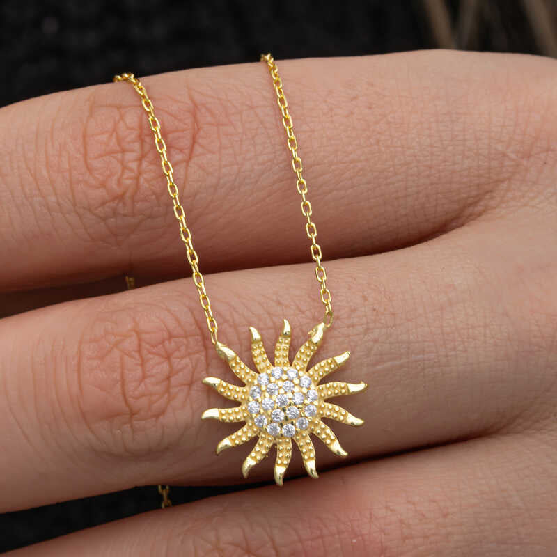 Silver Gold Sun Necklace