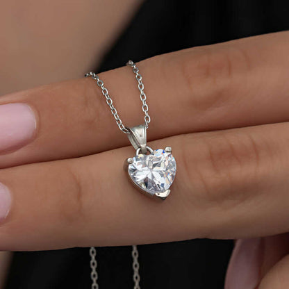 Silver White Stone Heart Necklaces