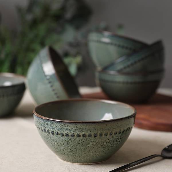 Reactive Antique Green Bella Bowl 14 Cm 6 Pieces