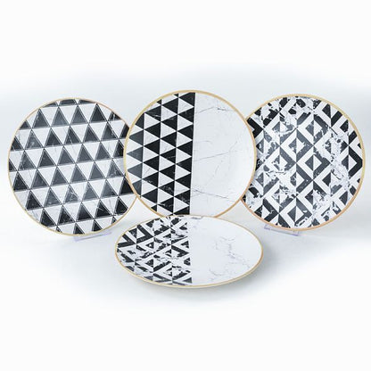 Geometrical Service Ceramic Plate 25 Cm 4 Pieces