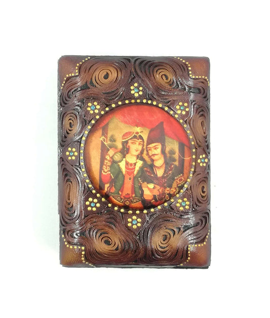 Handwork of Persian Hatem Leather Art Luks Card Box