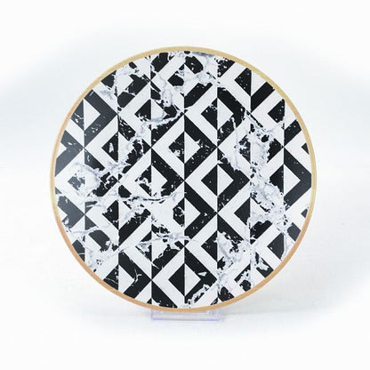 Geometrical Service Ceramic Plate 25 Cm 4 Pieces