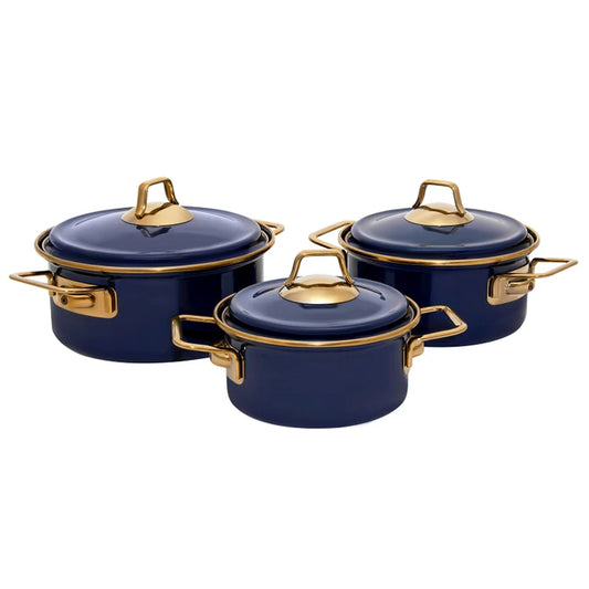 Piraye Enamelled 6 Piece Cookware Set Navy Blue