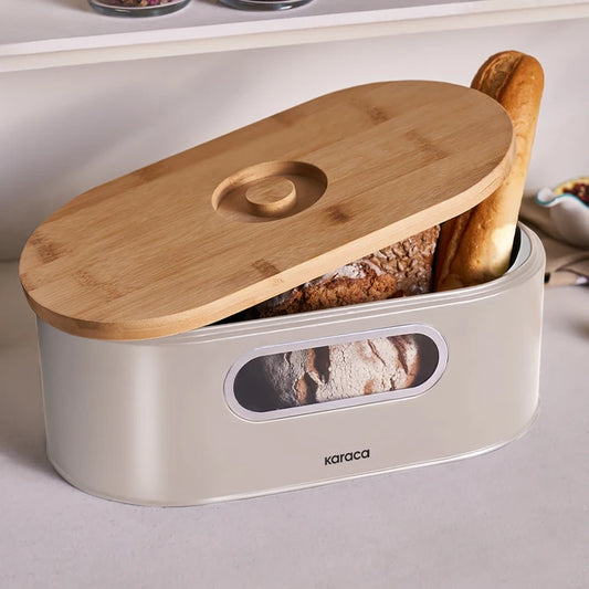 Stream 2in1 Bread Box Cutting Board Cream