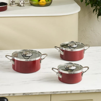 Erva Enamelled 6 Piece Midi Cookware Set Burgundy